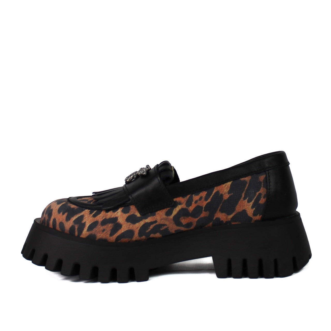 Pantofi casual 522 negru leopard