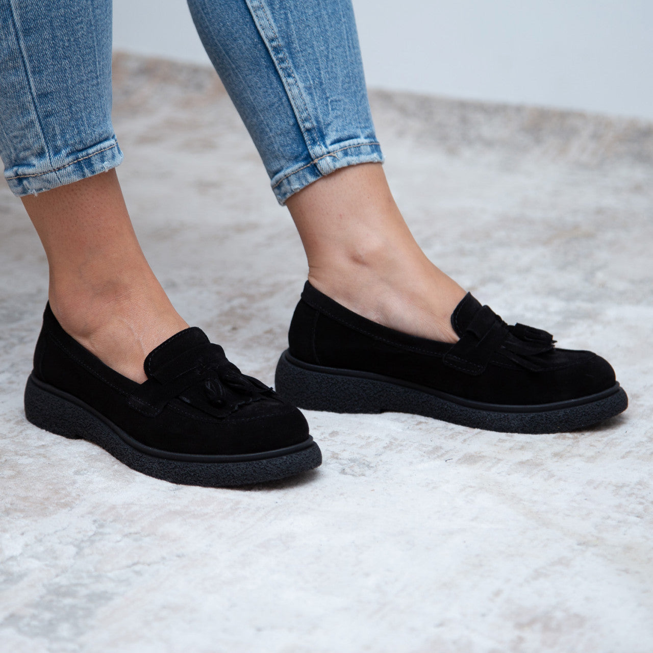 Pantofi casual dama 520 negru velur