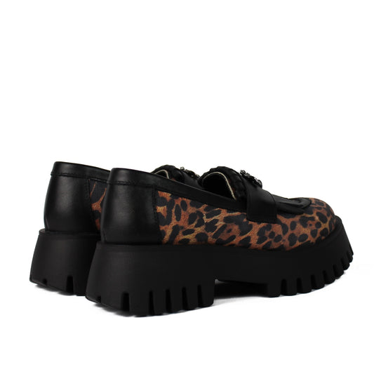 Pantofi casual 522 negru leopard