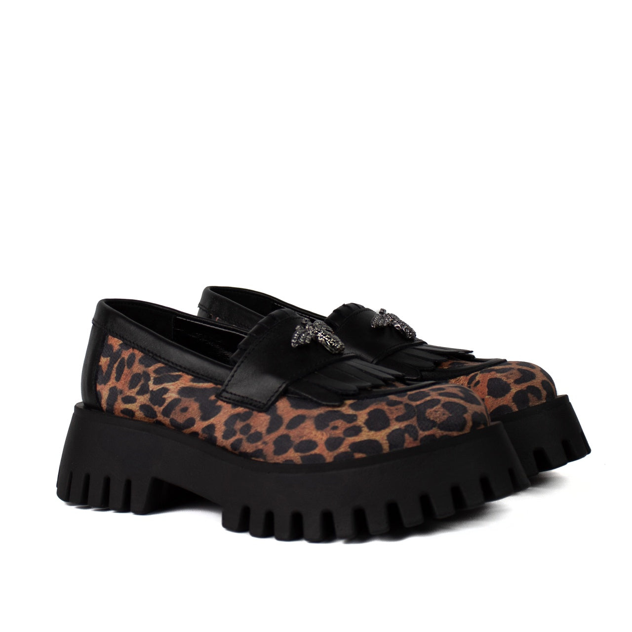 Pantofi casual 522 negru leopard