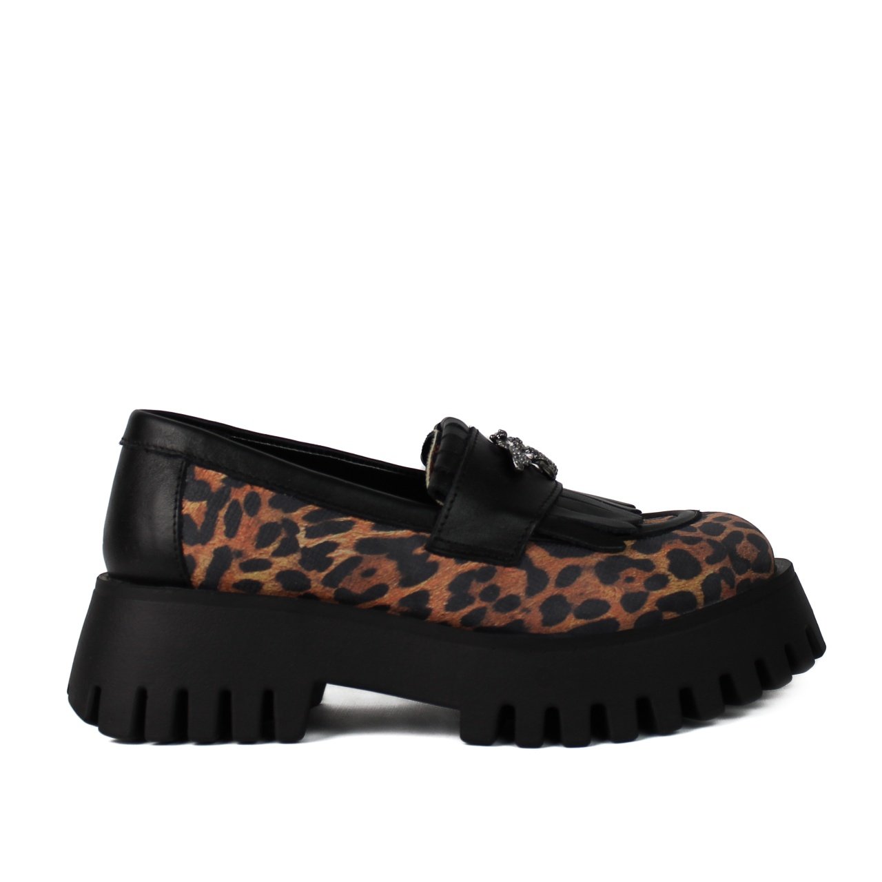 Pantofi casual 522 negru leopard