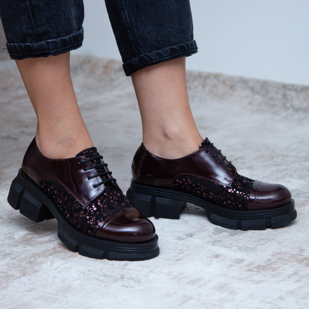 Pantofi casual dama 482 bordo