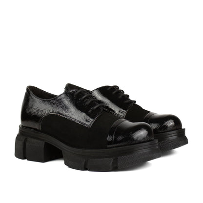 Pantofi casual dama 482 negru velur lac