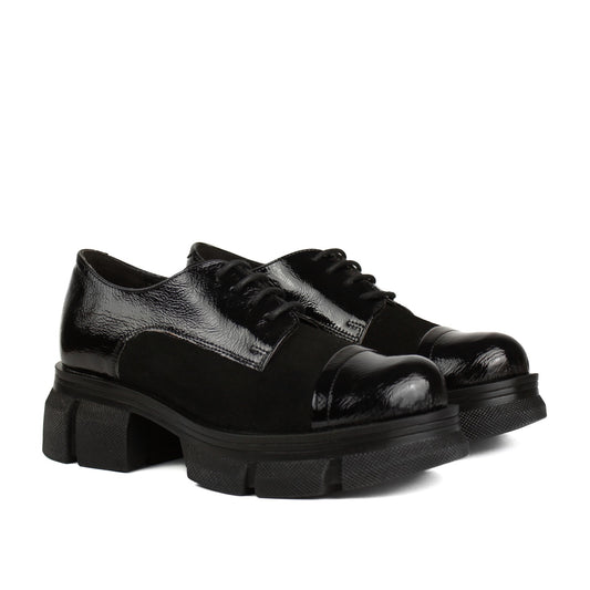 Pantofi casual dama 482 negru velur lac