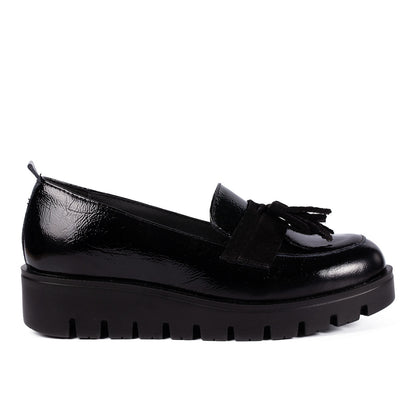 Pantofi casual dama 502 negru lac