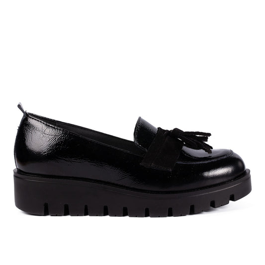 Pantofi casual dama 502 negru lac