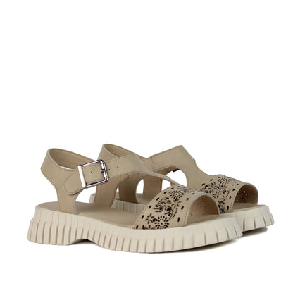 Sandale dama 011 bej laserat